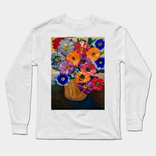 Colorful flowers in gold vase Long Sleeve T-Shirt